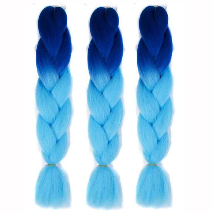 Tóc giả bím cá nhân màu gradient thời trang sợi hóa học bím to, giao màu ngẫu nhiên, chiều dài: 60cm, giao màu ngẫu nhiên