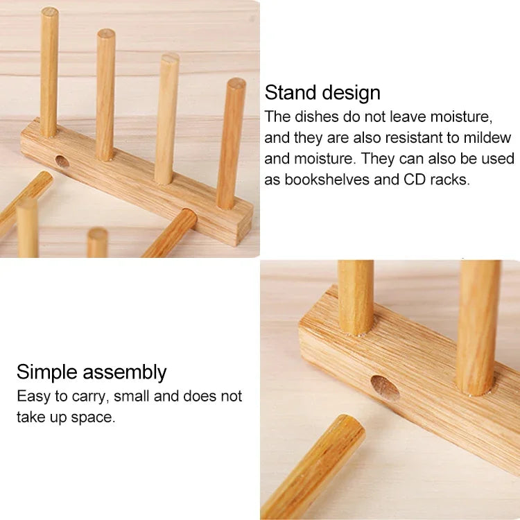 Giá Để Đĩa Gỗ Tự Nhiên Chắc Chắn, Kích Thước: 14x12x10cm, 3 Ngăn