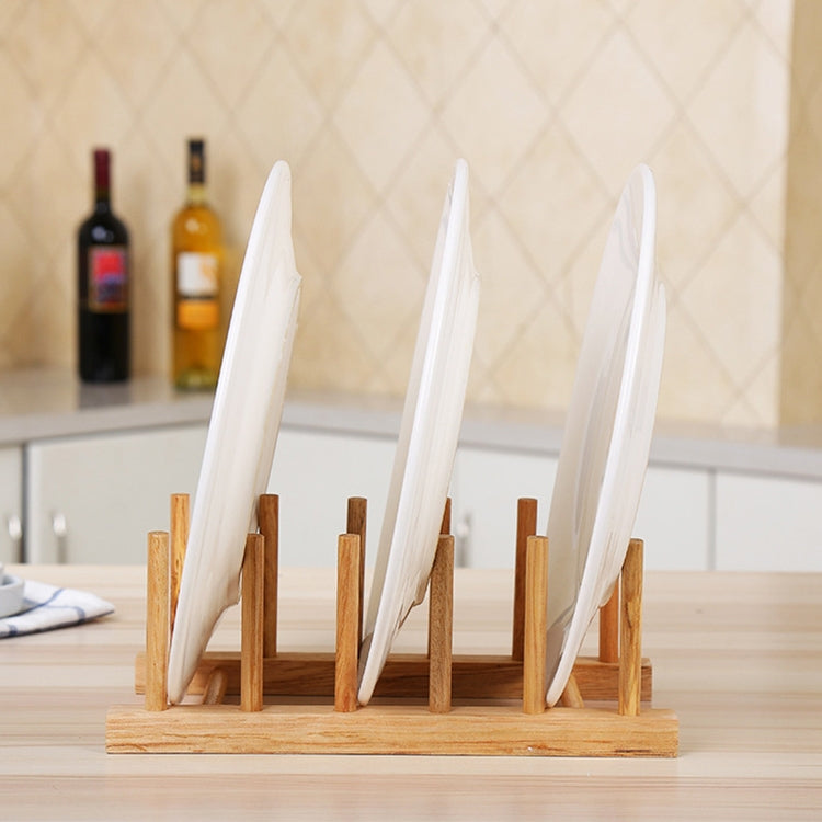 Giá đựng đĩa bằng gỗ tự nhiên, kích thước: 25.5x12x10cm, 5 ngăn