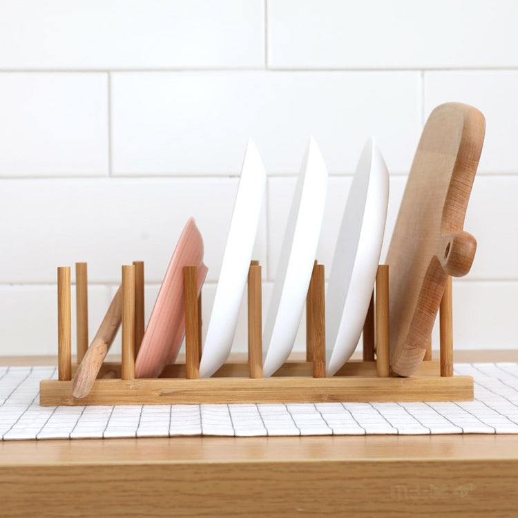Giá Để Đĩa Rãnh Nước Bằng Gỗ Tự Nhiên, Kích Thước: 30x12x10cm, 6 Ngăn