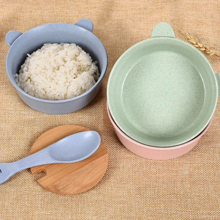 Bộ bát + thìa làm từ thân lúa mì Balcherlam cho bé, giao màu ngẫu nhiên, bộ bát + thìa