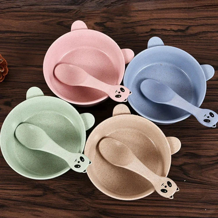 Bộ bát + thìa làm từ thân lúa mì Balcherlam cho bé, giao màu ngẫu nhiên, bộ bát + thìa