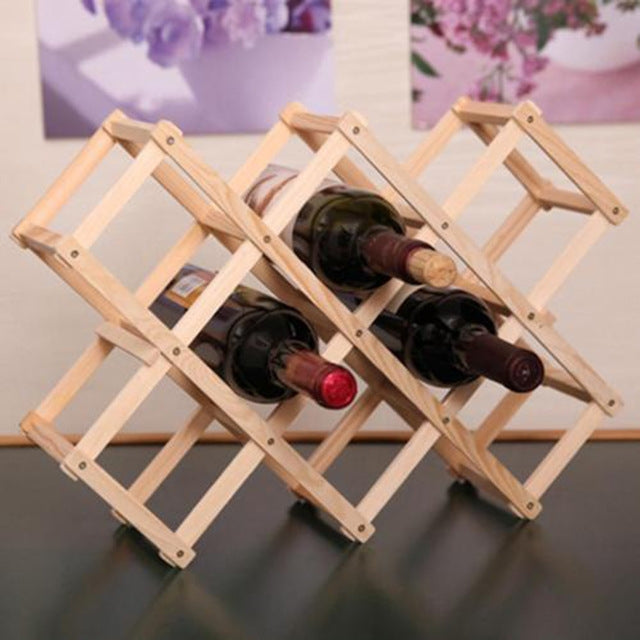 Giá đỡ rượu gỗ gấp gọn 6 chai, giá đỡ rượu, kệ trưng bày quầy bar nhà bếp, 6 chai