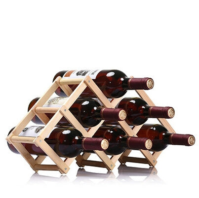 Giá đỡ rượu gỗ gấp gọn 6 chai, giá đỡ rượu, kệ trưng bày quầy bar nhà bếp, 6 chai