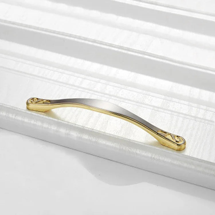 Tay nắm tủ hợp kim kẽm đôi màu vàng, Khoảng cách lỗ: 128mm, 4041-128 Đôi vàng