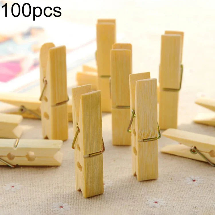 100 cái kẹp quần áo mini đa chức năng bằng tre kẹp ảnh, kẹp phơi đồ, kẹp tre