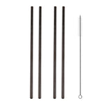 Bộ 5 ống hút thẳng bằng thép không gỉ có thể tái sử dụng + bàn chải vệ sinh, 215*6mm, 215*6mm (thẳng)