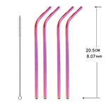 Bộ 5 Ống Hút Uống Bằng Thép Không Gỉ Có Thể Tái Sử Dụng + Bàn Chải Vệ Sinh, 215*8mm (Ống Hút Cong)