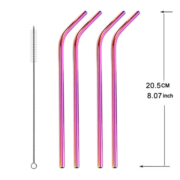 Bộ 5 Ống Hút Uống Bằng Thép Không Gỉ Có Thể Tái Sử Dụng + Bàn Chải Vệ Sinh, 215*8mm (Ống Hút Cong)