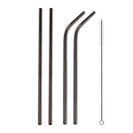 Bộ 4 Ống Hút Uống Bằng Thép Không Gỉ Có Thể Tái Sử Dụng + Bàn Chải Vệ Sinh, 215*8mm (Bộ Kết Hợp)