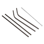 Bộ 4 Ống Hút Uống Bằng Thép Không Gỉ Có Thể Tái Sử Dụng + Bàn Chải Vệ Sinh, 215*8mm (Bộ Kết Hợp)