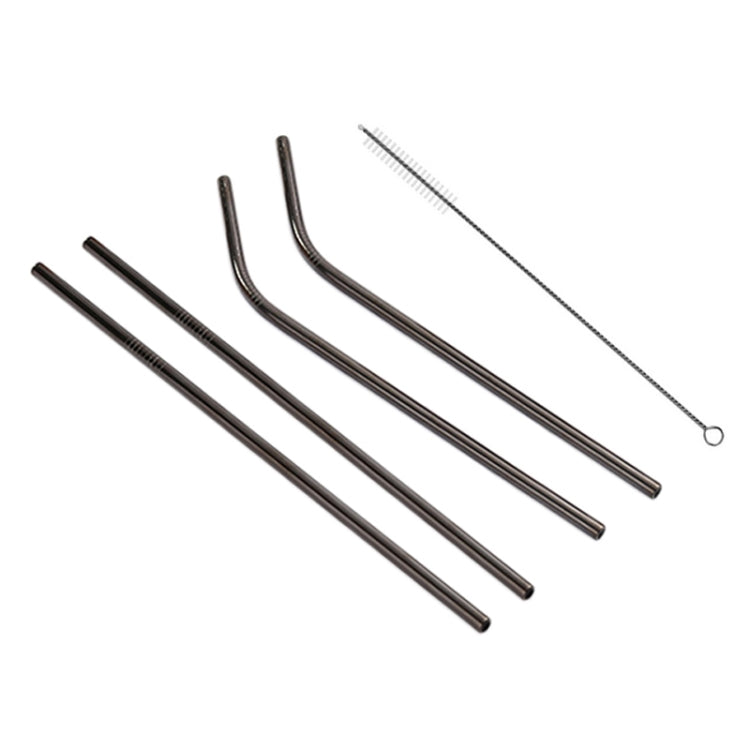 Bộ 4 Ống Hút Uống Bằng Thép Không Gỉ Có Thể Tái Sử Dụng + Bàn Chải Vệ Sinh, 215*8mm (Bộ Kết Hợp)