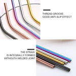 Bộ 5 ống hút thép không gỉ uốn cong tái sử dụng + cọ vệ sinh, 266*6mm, 266*6mm (uốn cong)
