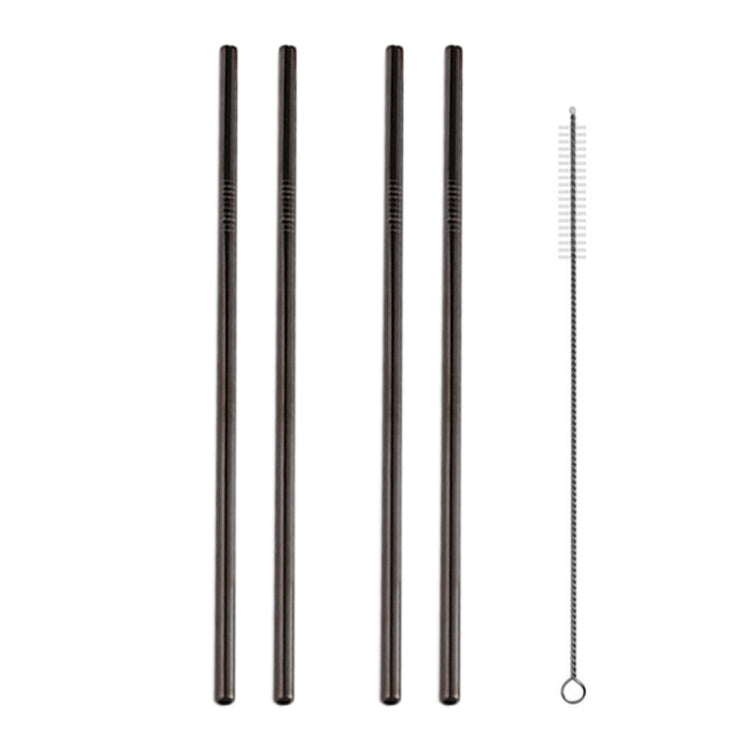 Bộ 5 ống hút thẳng bằng thép không gỉ có thể tái sử dụng + Bộ cọ vệ sinh, 266*6mm, 266*6mm (Thẳng)
