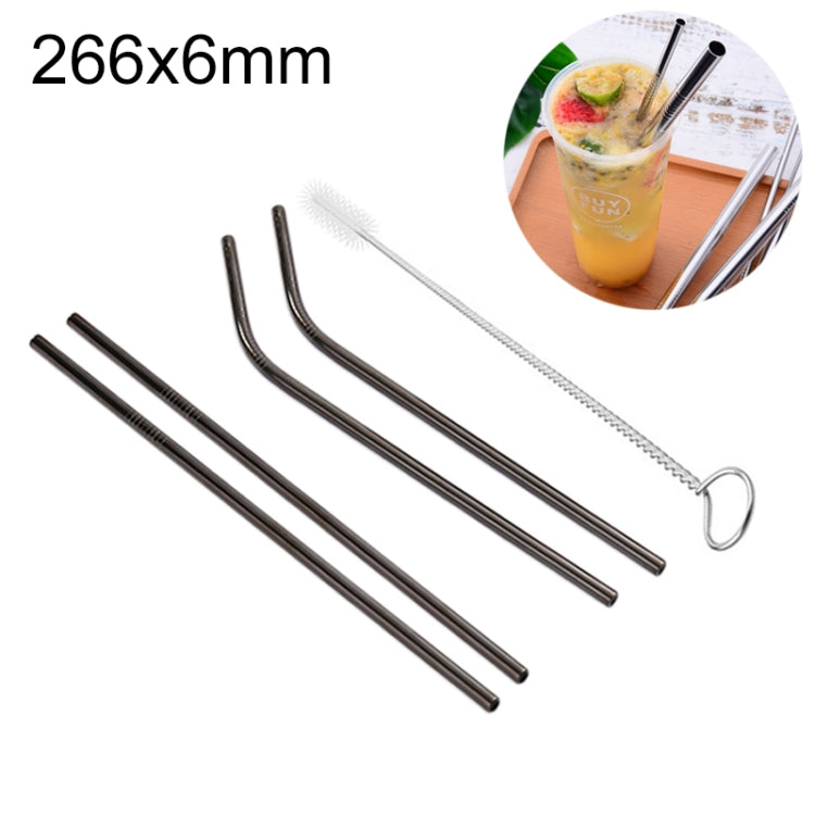 Bộ 4 ống hút inox tái sử dụng + cọ vệ sinh, 266*6mm, 266*6mm (bộ kết hợp)