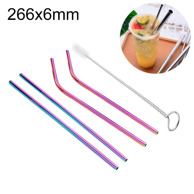 Bộ 4 ống hút inox tái sử dụng + cọ vệ sinh, 266*6mm, 266*6mm (bộ kết hợp)