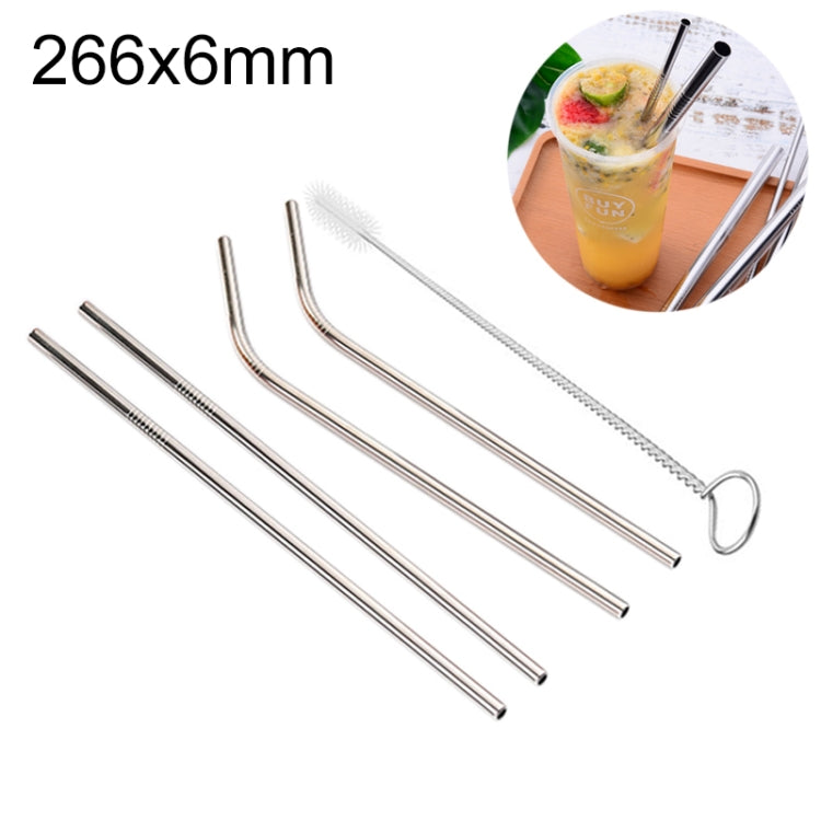 Bộ 4 ống hút inox tái sử dụng + cọ vệ sinh, 266*6mm, 266*6mm (bộ kết hợp)