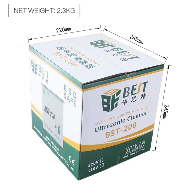 Máy làm sạch siêu âm thép không gỉ BEST-200 dung tích 1.5L (Điện áp 220V), BEST-200 1.5L