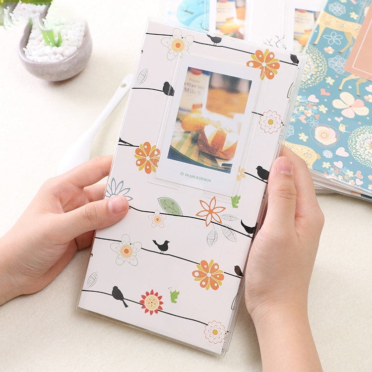 Album ảnh mini 3 inch tự làm sáng tạo kiểu chèn, họa tiết cỏ ba lá, họa tiết cây khô nhiều cây, họa tiết hươu rừng, họa tiết tháp sắt, họa tiết chim én nhỏ, họa tiết Baymax