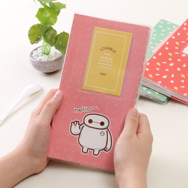Album ảnh mini 3 inch tự làm sáng tạo kiểu chèn, họa tiết cỏ ba lá, họa tiết cây khô nhiều cây, họa tiết hươu rừng, họa tiết tháp sắt, họa tiết chim én nhỏ, họa tiết Baymax
