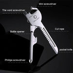 SWISS+TECH Móc Khóa Đa Năng 6 Trong 1 Bằng Thép Không Gỉ, Bộ Dụng Cụ Mini Gập Gọn Cho Ngoài Trời