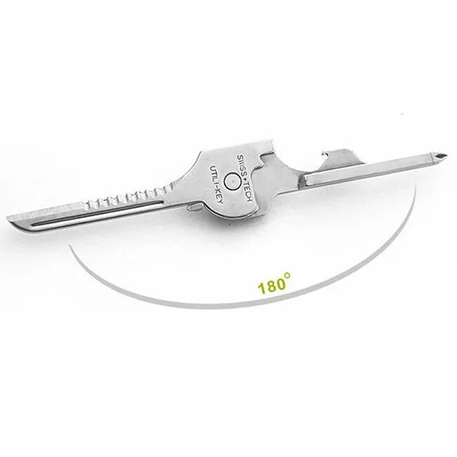 SWISS+TECH Móc Khóa Đa Năng 6 Trong 1 Bằng Thép Không Gỉ, Bộ Dụng Cụ Mini Gập Gọn Cho Ngoài Trời