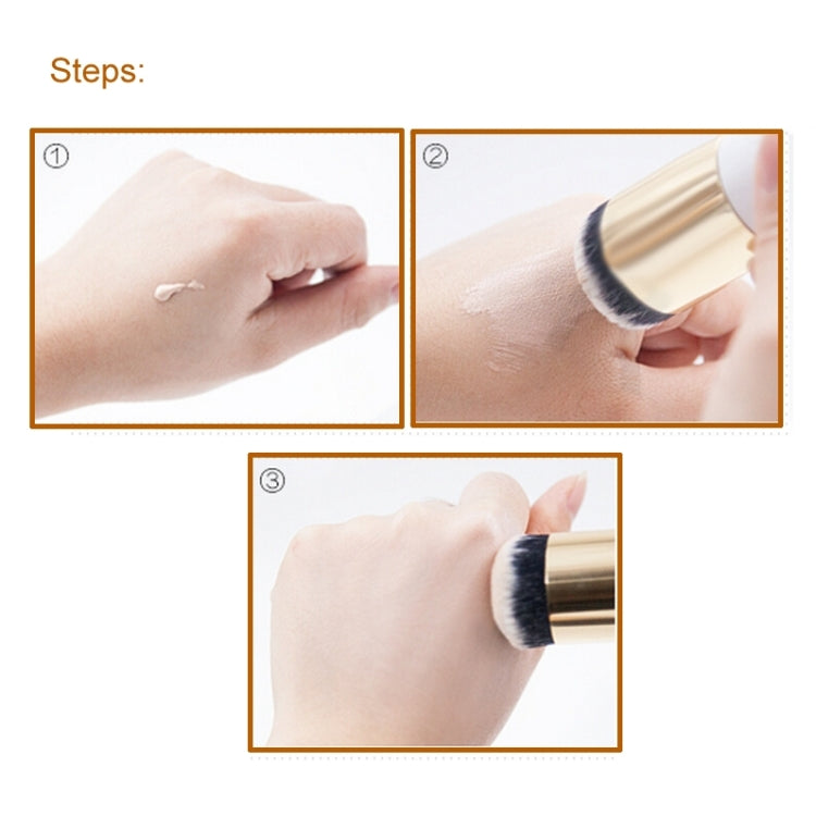 Cọ trang điểm phấn nền đầu tròn lớn cán gỗ ngắn, cọ tròn đầy đặn, cọ trang điểm BB cream, đầu tròn lớn màu hồng, đầu tròn lớn màu trắng
