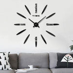 Đồng hồ dán tường DIY mặt gương 3D lớn trang trí phòng ngủ, kích thước: 100*100cm, 3M003 (Đen), 3M003 (Bạc)