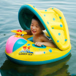 Ghế bơi an toàn bơm hơi có mái che hình thuyền cho bé, kích thước khi bơm: 72cm x 65cm x 58cm, ghế thuyền