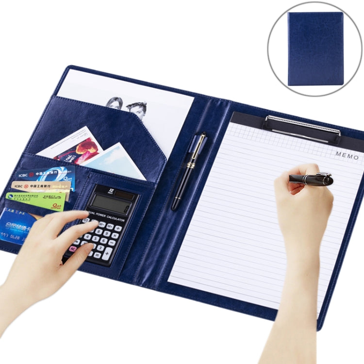 Bìa đựng tài liệu da phong cách văn phòng với sổ ghi chú A4 30 trang & máy tính