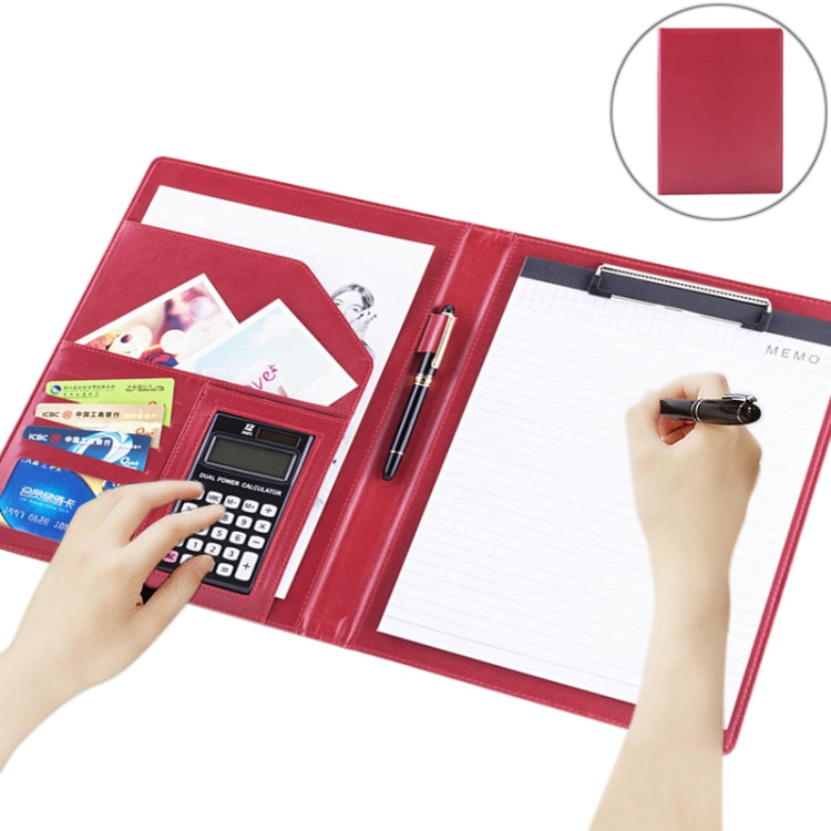 Bìa đựng tài liệu da phong cách văn phòng với sổ ghi chú A4 30 trang & máy tính