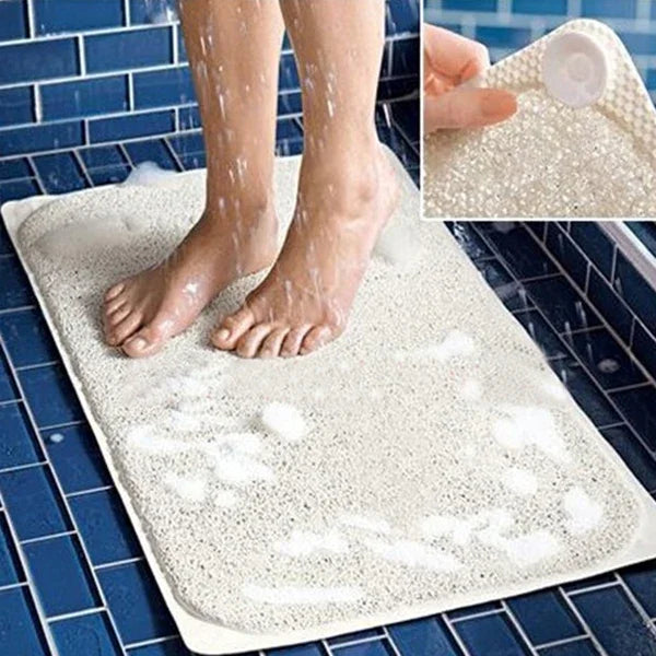 Thảm chân nhà tắm hình chữ nhật chống mốc, chống trượt PVC, Kích thước: 70cm x 40cm (Màu trắng), 70cm x 40cm