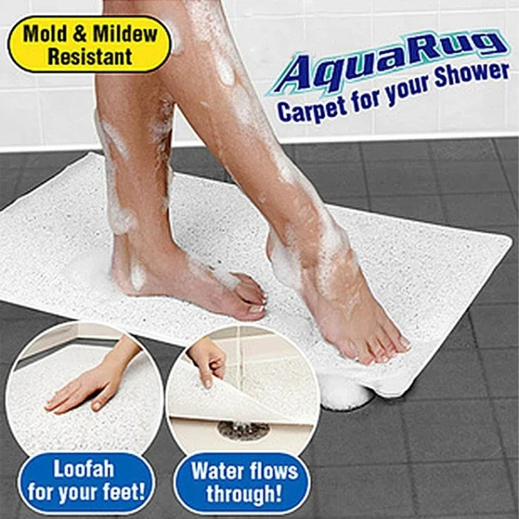 Thảm chân nhà tắm hình chữ nhật chống mốc, chống trượt PVC, Kích thước: 70cm x 40cm (Màu trắng), 70cm x 40cm