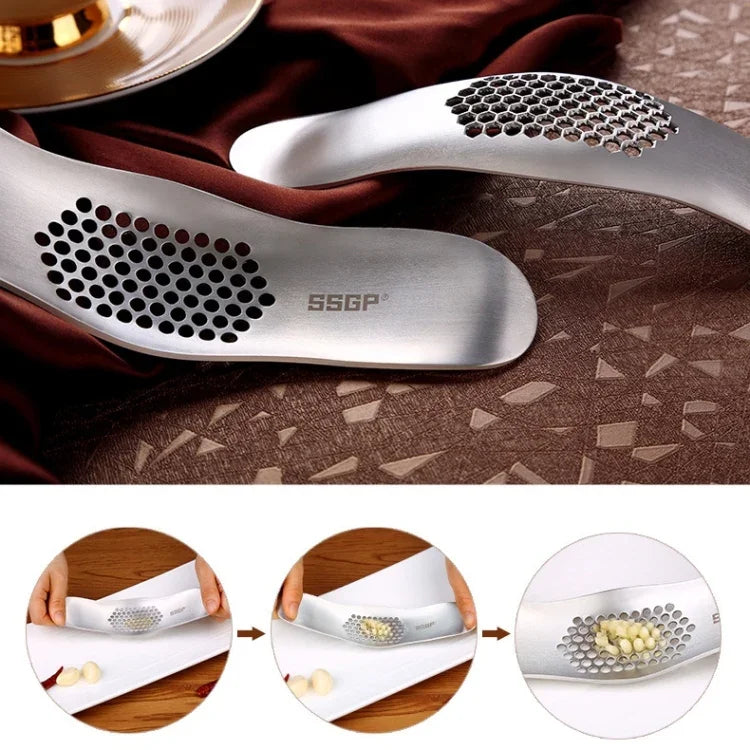 Dụng cụ nhà bếp SSGP bằng tay, ép tỏi thép không gỉ 304 bề mặt chải, máy nghiền tỏi thép không gỉ 304