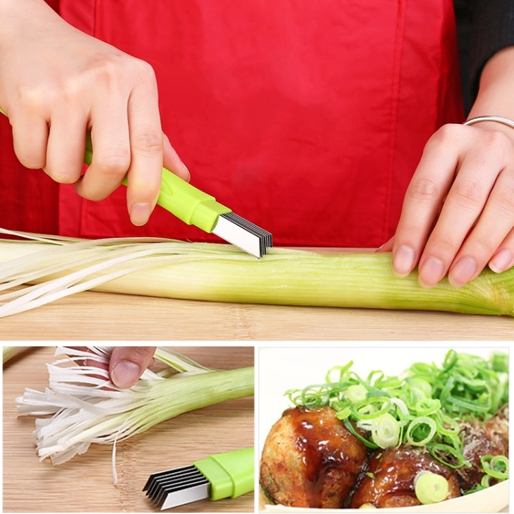 Dụng cụ cắt hành lá hình tròn bằng thép không gỉ thủ công, 16x1.8cm màu xanh lá