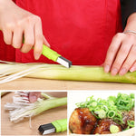 Dụng cụ cắt hành lá hình tròn bằng thép không gỉ thủ công, 16x1.8cm màu xanh lá