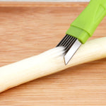 Dụng cụ cắt hành lá hình tròn bằng thép không gỉ thủ công, 16x1.8cm màu xanh lá
