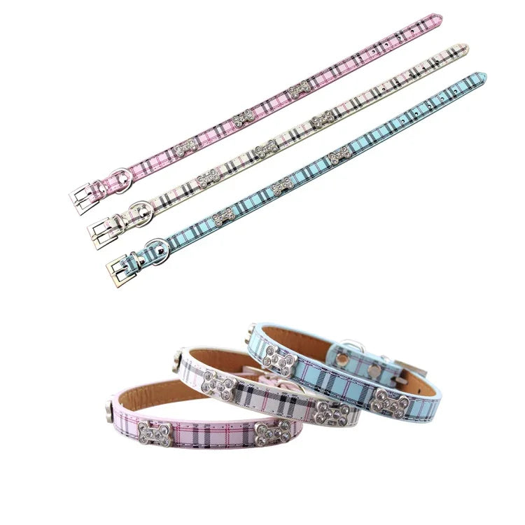 Vòng cổ chó bằng da PU họa tiết xương Sản phẩm thú cưng, Kích thước: S, 1.5 * 37cm, Kích thước: S
