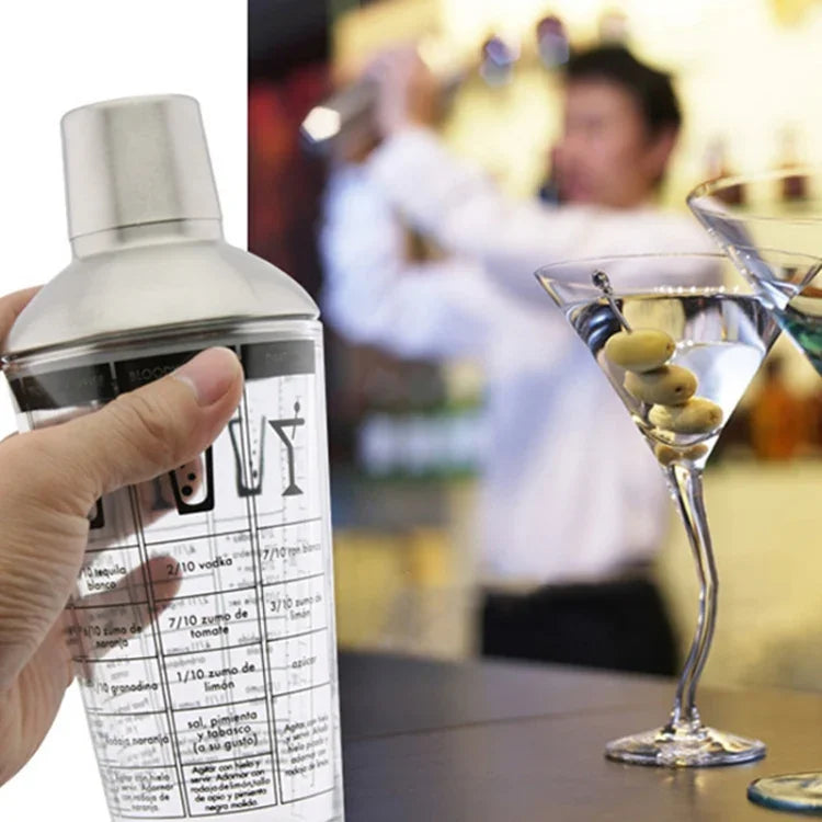 Bình lắc cocktail thủy tinh thép không gỉ cốc trà sữa có thang đo, dung tích: 450ml, bình lắc cocktail 450ml