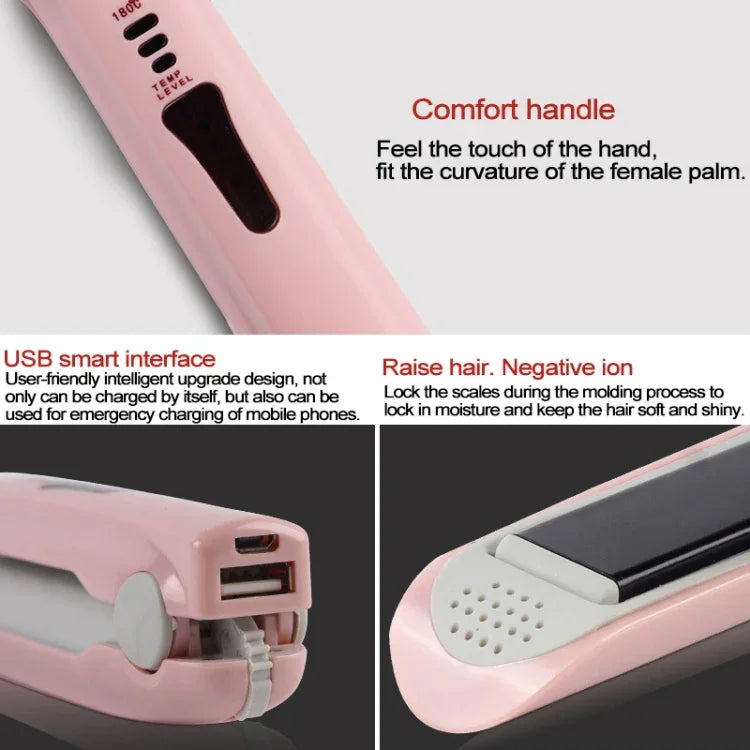 Máy duỗi tóc mini không dây USB sạc lại, máy uốn tóc, kẹp tóc đa năng