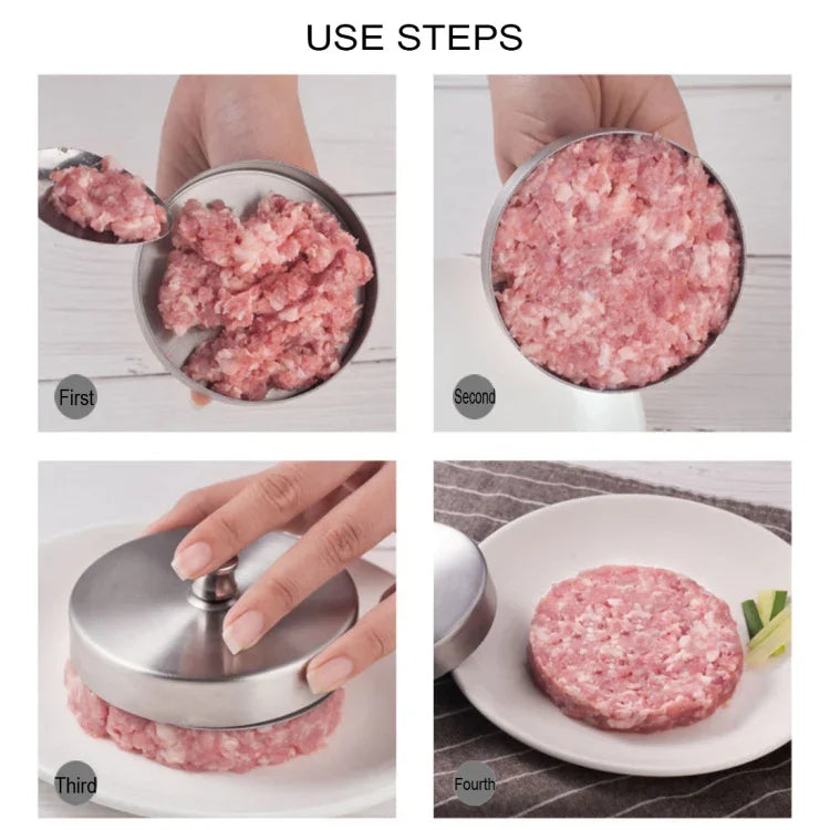 Khuôn thực phẩm nhà bếp bằng thép không gỉ, khuôn ép thịt hamburger, 1 chiếc 10356 thép không gỉ