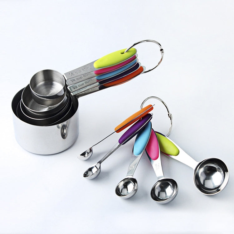 Bộ dụng cụ làm bánh 10 trong 1 gồm muỗng đo inox nhiều màu kn650, muỗng đo 10 trong 1 (nhiều màu)