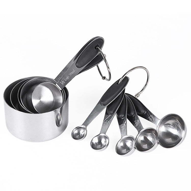 kn650 bộ dụng cụ làm bánh 10 trong 1 muỗng đo inox đen, muỗng đo 10 trong 1 (màu đen)