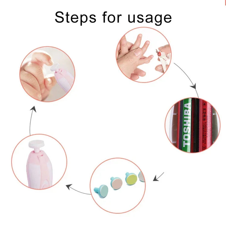 Bộ dụng cụ cắt tỉa móng tay trẻ em 6 trong 1, máy mài điện làm móng