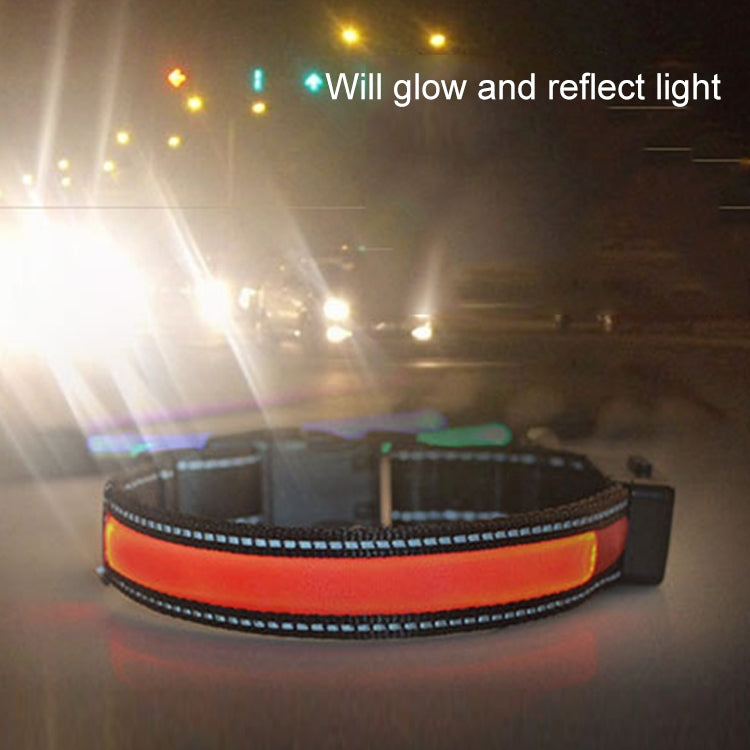 Vòng cổ đèn LED sạc năng lượng mặt trời + USB cho chó trung và lớn, kích thước vòng cổ: L, 50-60cm, Kích thước: L
