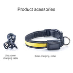 Vòng cổ đèn LED sạc năng lượng mặt trời + USB cho chó trung và lớn, kích thước vòng cổ: L, 50-60cm, Kích thước: L