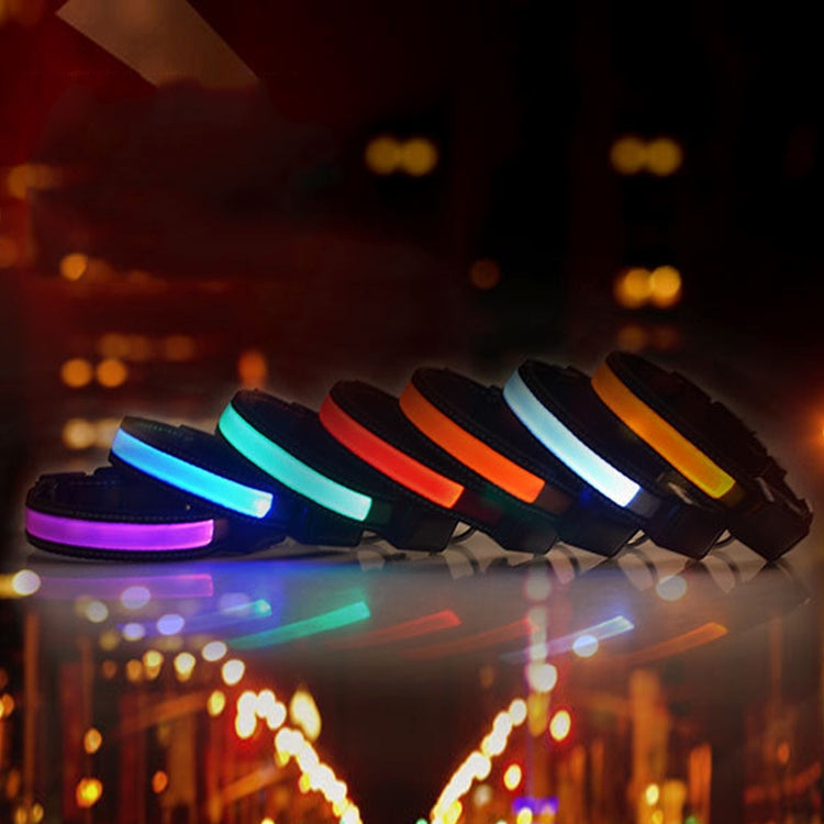 Vòng cổ đèn LED sạc năng lượng mặt trời + USB cho chó trung và lớn, kích thước vòng cổ: L, 50-60cm, Kích thước: L