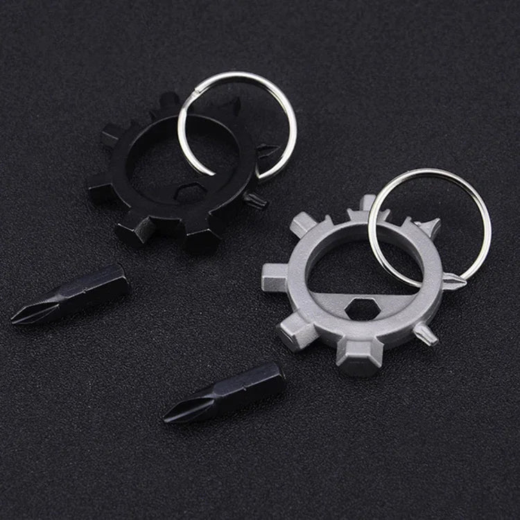 Bộ dụng cụ sửa chữa xe đạp đa năng di động móc khóa ngoài trời, tua vít (Bạc), tua vít (Đen)