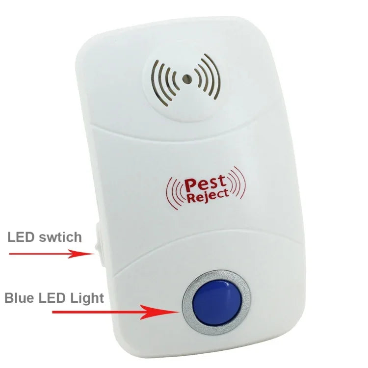 Máy đuổi muỗi, chuột bằng sóng siêu âm điện tử có đèn LED, phích cắm UK, AC90V-250V, phích cắm UK