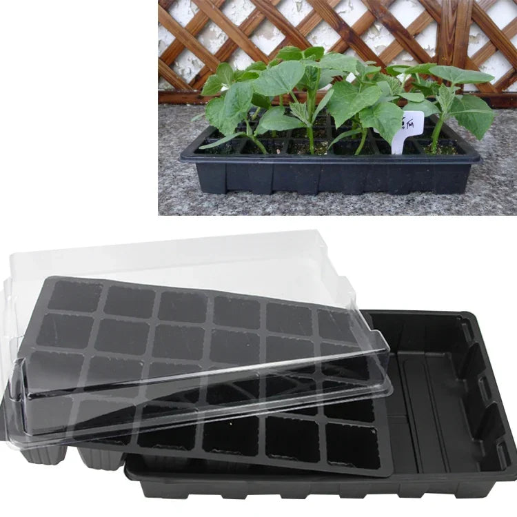 Bộ 2 khay ươm cây con 24 lỗ, khay ươm cây, nắp hộp cho làm vườn, bonsai, nhà kính mini, bộ 3 khay ươm